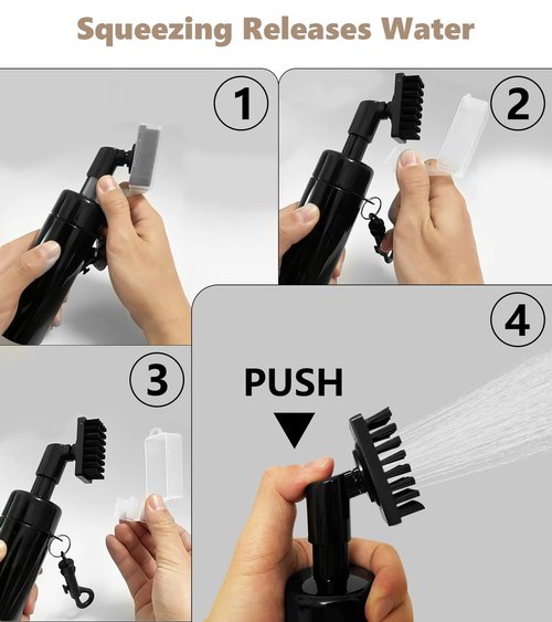 Qufoidium Golf Club Cleaner Brush 2 Pack - 7 Inch Golf Water Brush with 5 Oz Leakproof Bottle, Nylon Bristles & Retractable Hook, Black & White