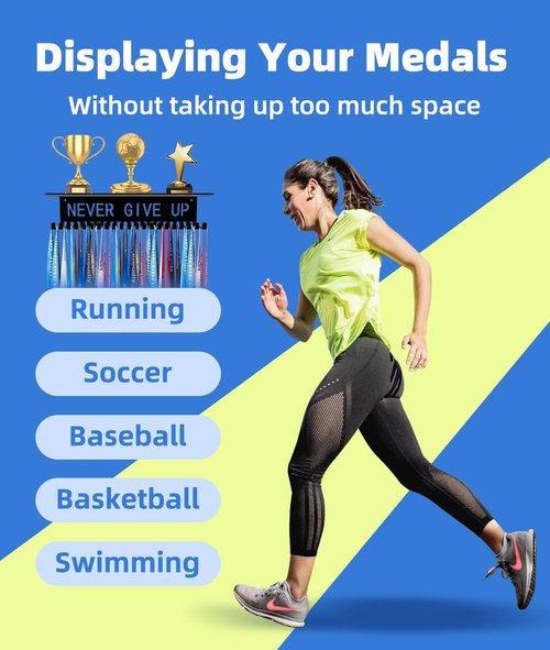 Dafftos Medal Hanger - Metal Trophy Rack Organizer for Ribbons & Awards | Easy to Install