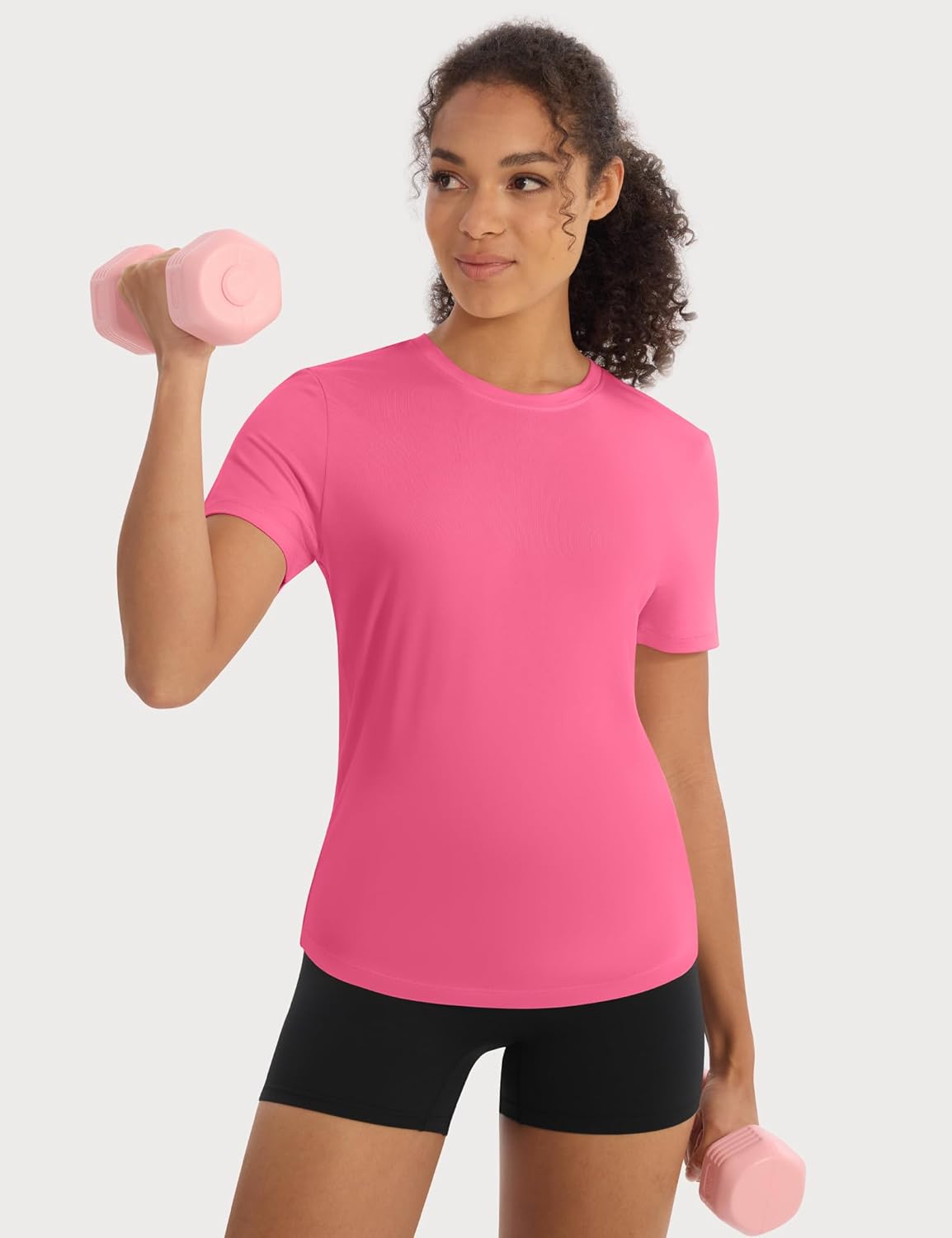 Skiennix 5 Pack Workout Tops for Women - Crew Neck Dry Fit Athletic T-Shirts for Gym & Yoga