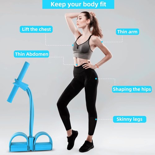 Multi-Function Tension Rope | 4 Tube Resistance Bands with Handles - Home Gym Sit Up Trainer for Men & Women