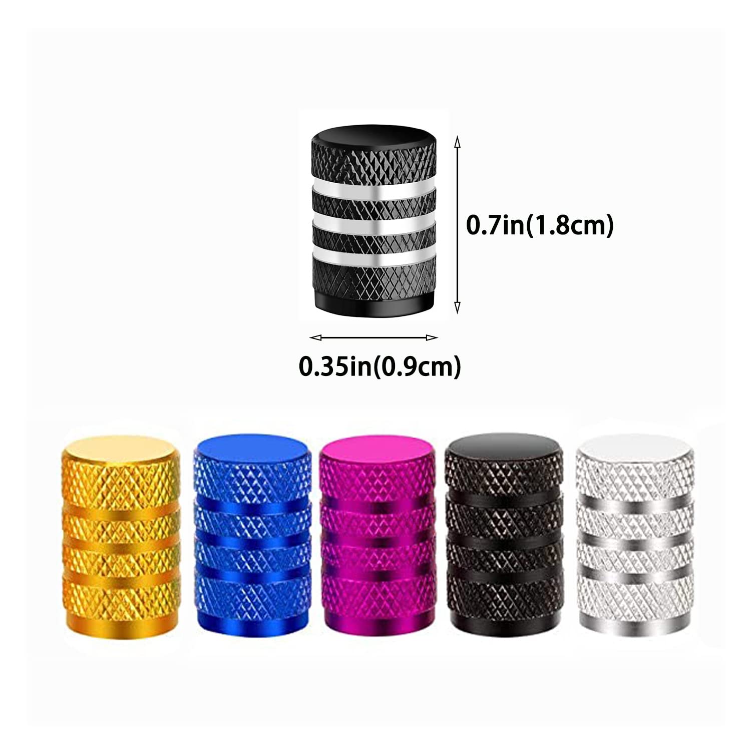 Alloygold Presta Valve Adapter, 5 Pcs Presta to Schrader Adapters, French/UK to US Bike Valve Adapter with 15 pcs Valve Caps, Bicycle Pump Adapter for Mountain Bike, Road Bike and Cars (Blue)
