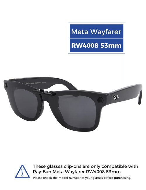 HILEEN Polarized Clip-on Sunglasses for Ray-Ban Meta Wayfarer RW4008 & Gen 2 RW4012 Large 53-22 for Men Women UV Protection-Black+Ice Blue