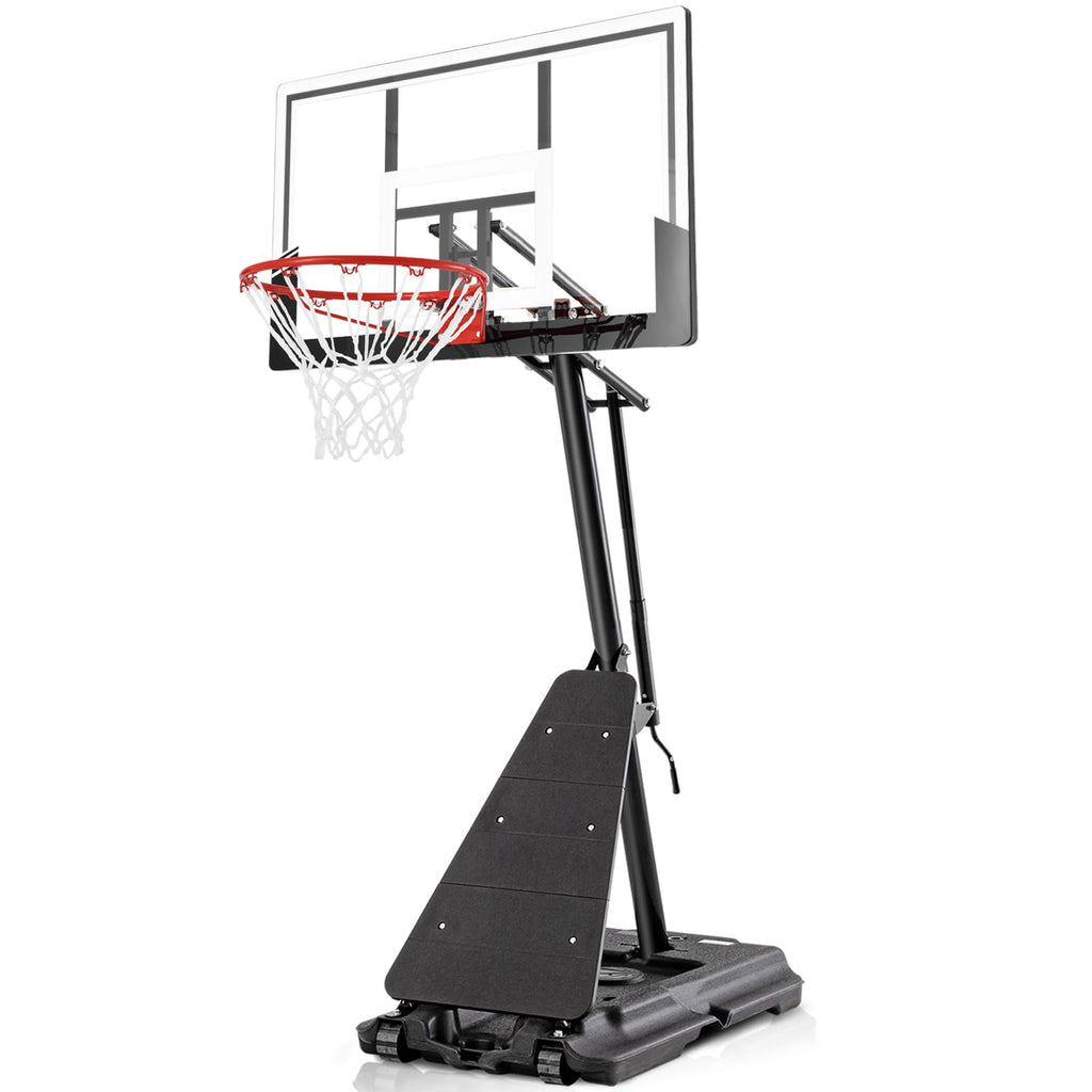 BACKYARD BLITZ Basketball Hoop, 44&48IN&54IN Backboard Portable Basketball Goal System, 10FT Hand-Crank Adjustable Basketball Hoops Outdoor (White, 48in Backboard)