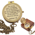 Solid Brass Directional Engraved Compass, Baptism Gifts for Boys Girls, First Communion, Christian Gifts for Men, First Confirmation Gifts for Boys Catholic Gifts, Be Strong and Courageous