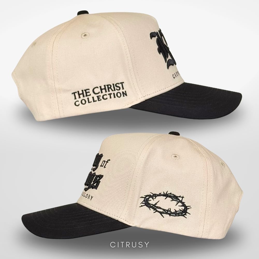 Vintage Faith & Forever Trucker Hat | Men & Women | Christian Cross Jesus Hats | Bachelorette Bride Hat | Cotton | Snapback (Cotton, King of Kings | Black)