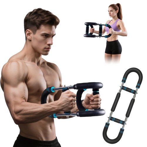 Professional Twister Arm Trainer - Durable Chest Workout Equipment for Men, Adjustable U-Shaped Spring Arm Bar for Home Gym Fitness Training (Light Blue)