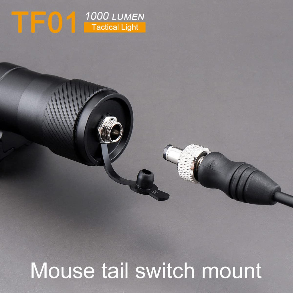 SecurityIng TF01 1000 Lumens SST40 LED Tactical Flashlight with Remote Pressure Switch, Programming 3 Modes Quick Release Weapon Light for MIL-STD-1913 Rails (Without Battery)