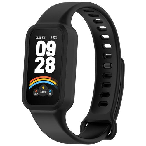 MOTONG Compatible with Xiaomi Smart Band 9 Active Replacement Band - Silicone Replacement Wrist Band Strap Compatible with Xiaomi Smart Band 9 Active/Redmi Band 3(Silicone Black)