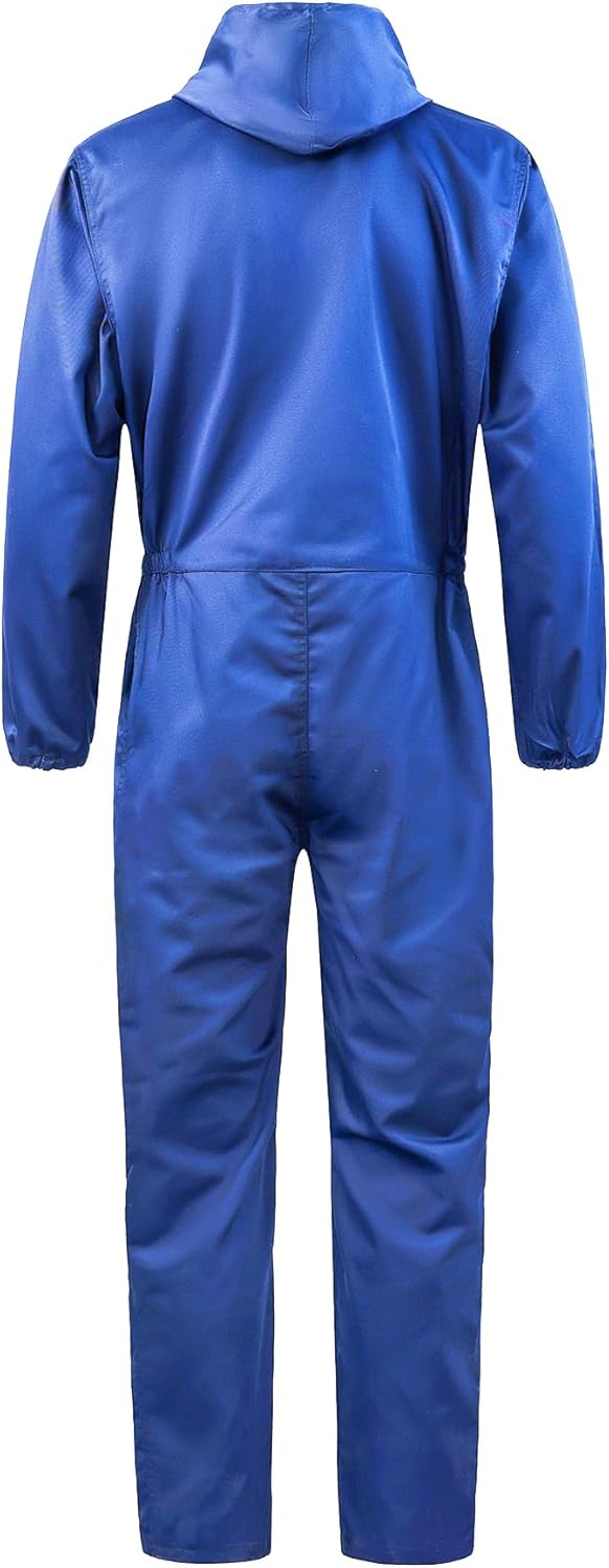 Skiennix Men's Long Sleeve Zip-Front Coverall - Lightweight Mechanic Jumpsuit with Hood