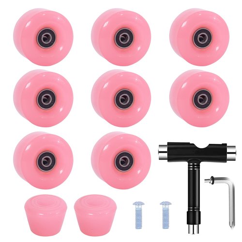 VNAKER Light Up Quad Roller Skate Wheels Set 8 Pack, 82A 32mm x 58mm Luminous Quad Roller Skate Wheels for Indoor or Outdoor and Skateboard Accessories
