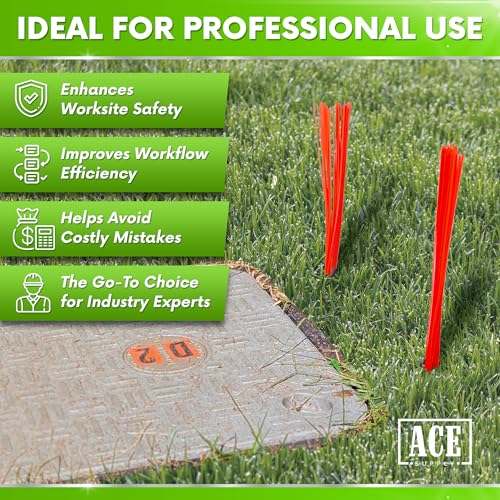 Orange Marking Whiskers with Stakes - Pack of 100 Durable Ground Markers