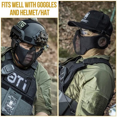 OneTigris Tactical Goggles Over Glasses and Tactical Half Face Mesh Mask