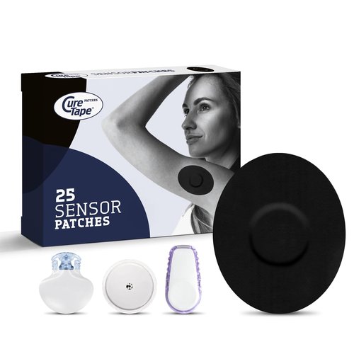 CureTape Patches - Sensor Fixing Plasters - Plasters for Freestyle Libre, Dexcom and Medtronic Guardian Sensors - Sensor Patch - Unique Variants (Black)