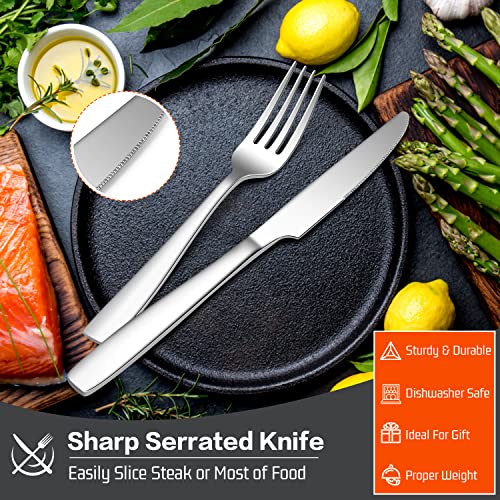 HaWare Classic Handle 60-Piece Stainless Steel Flatware Set for 12