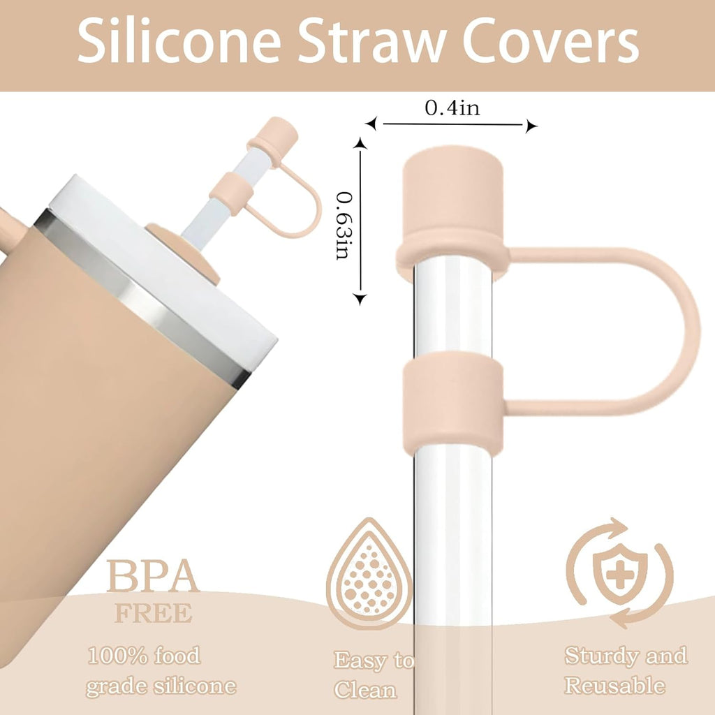 Skiennix Silicone Straw Cover Caps - Reusable Toppers for Stanley 30 & 40 Oz Tumblers - Fleshy Pink (6PCS)