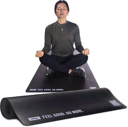 Chirp Thick Non-Slip Exercise Mat - Large Yoga & Pilates Fitness Mat for Home Gym | 72” x 26.8” - Black