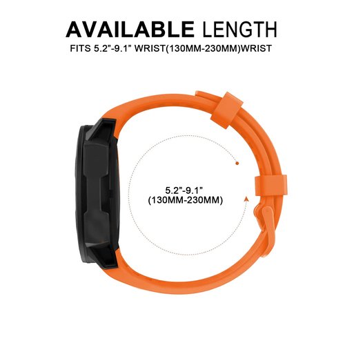 GERSIK Compatible with Garmin Watch Bands, Soft Silicone Strap Sport Wristband Compatible with Garmin Instinct 2/Instinct Esports/Solar/Tide/Tactical GPS Smartwatch, Orange