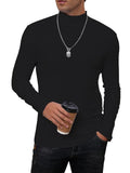 iudam Mens Mock Turtleneck Long Sleeve Slim Fit Shirts Basic Casual Undershirts Lightweight Thermal Pullover (Black,L)