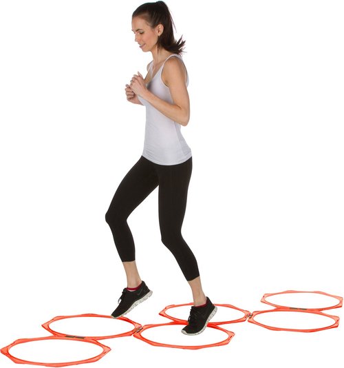 20" Hexagonal Speed & Agility Training Rings - Set of 6 with Carry Bag by Trademark Innovations (Orange)