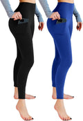 Leafigure High Waisted Leggings with Pockets - Soft & Comfortable Yoga Gym Wear (2 Pack)