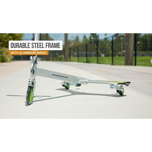 Razor DLX PowerWing Caster Scooter, 3 Urethane Wheels for Taller Riders, Hand Brake, Adjustable Handlebar Height, Folds for Easy Transport & Storage