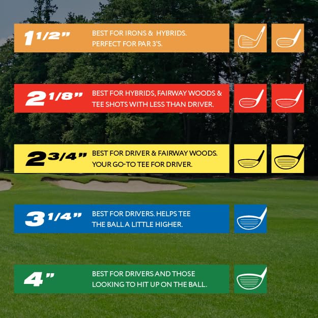 PrideSports PTS Wood Golf Tees | 135 Count, 3-1/4 Inch | #1 Wood Tee on Tour | Best for Drivers & Woods