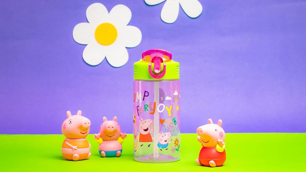 Zak Designs Peppa Pig Kids Water Bottle - 16oz Durable Plastic with Straw & Leak-Proof Design