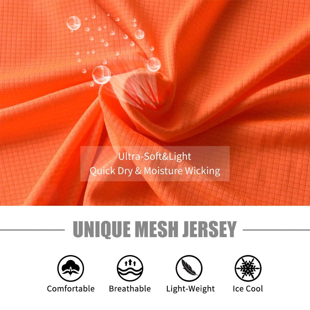 Men's Short Sleeve Running Shirts UPF 50+ Sun Protection SPF Quick Dry Athletic Workout T-Shirts(S,Neon Orange)