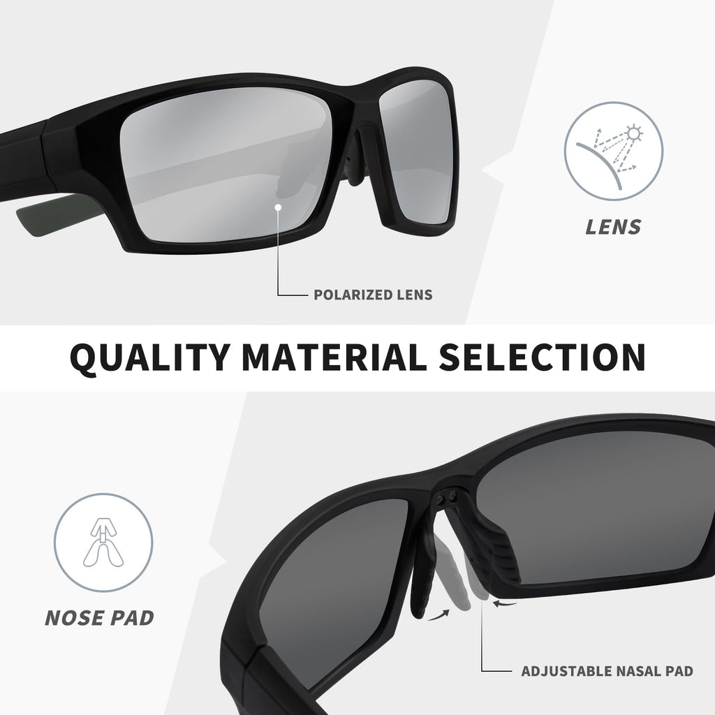 RSQQAV Polarized Sports Sunglasses for Men Women,Driving Fishing Cycling Mountain Bike Sunglasses UV400 Protection