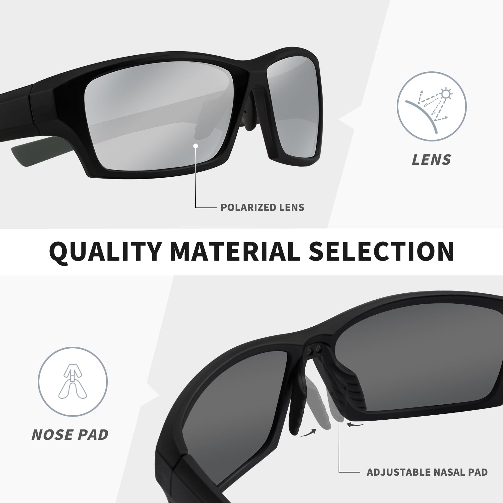 RSQQAV Polarized Sports Sunglasses for Men Women,Driving Fishing Cycling Mountain Bike Sunglasses UV400 Protection