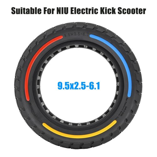 ZAITUO 9.5x2.5-6.1 9.5" Off-Road Honeycomb Tire, Air Pocket Non-Pneumatic Solid Tyre w/Slot 45mm Replacement for NIU KQi3 Pro/Max/Sport Scooter Electric KickScooter Tyre Wheel Parts (A x2)