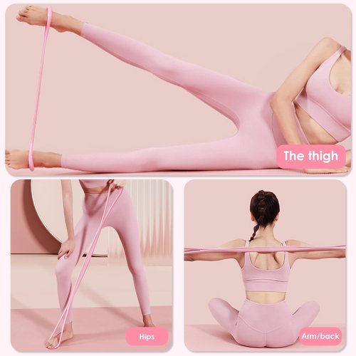 Adorila 2 Pack Figure 8 Resistance Bands with Handles, Silicone Exercise Bands for Women, Elastic Rope Stretch Fitness Band for Arm, Back, Chest, Shoulder, Legs (15LB Pink, 25LB Purple)