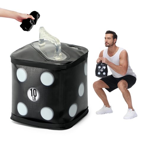 10 lbs water filled Weights for Fitness Exercise - Portable Water Soft Kettlebell Dumbbell Set - Adjustable Travel Kettlebells & Aqua Bag - Core Training Fun