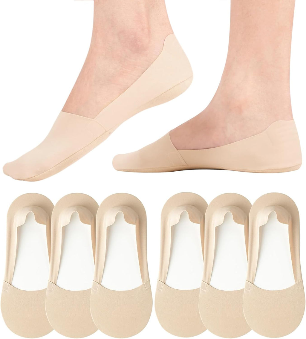 Skiennix No Show Socks - Women's Non-Slip Low Cut Invisible Liner Footies | Lightweight Silk, 6 Pairs