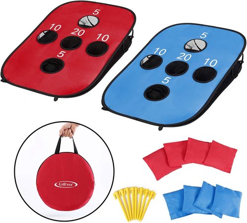 G4Free Portable Collapsible Cornhole Game Set - 5 Holes, 8 Bean Bags, Carrying Case | 3ft x 2ft for Camping & Travel