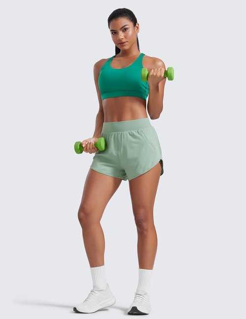 CRZ YOGA Athletic Shorts for Women - High Rise Quick-Dry Dolphin Design | Perfect for Running & Gym