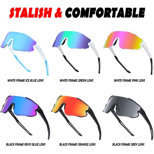 ITSCOOL Polarized Sports Sunglasses for Men Women Lightweight Softball Baseball Running Cycling Glasses UV Protection Black Orange