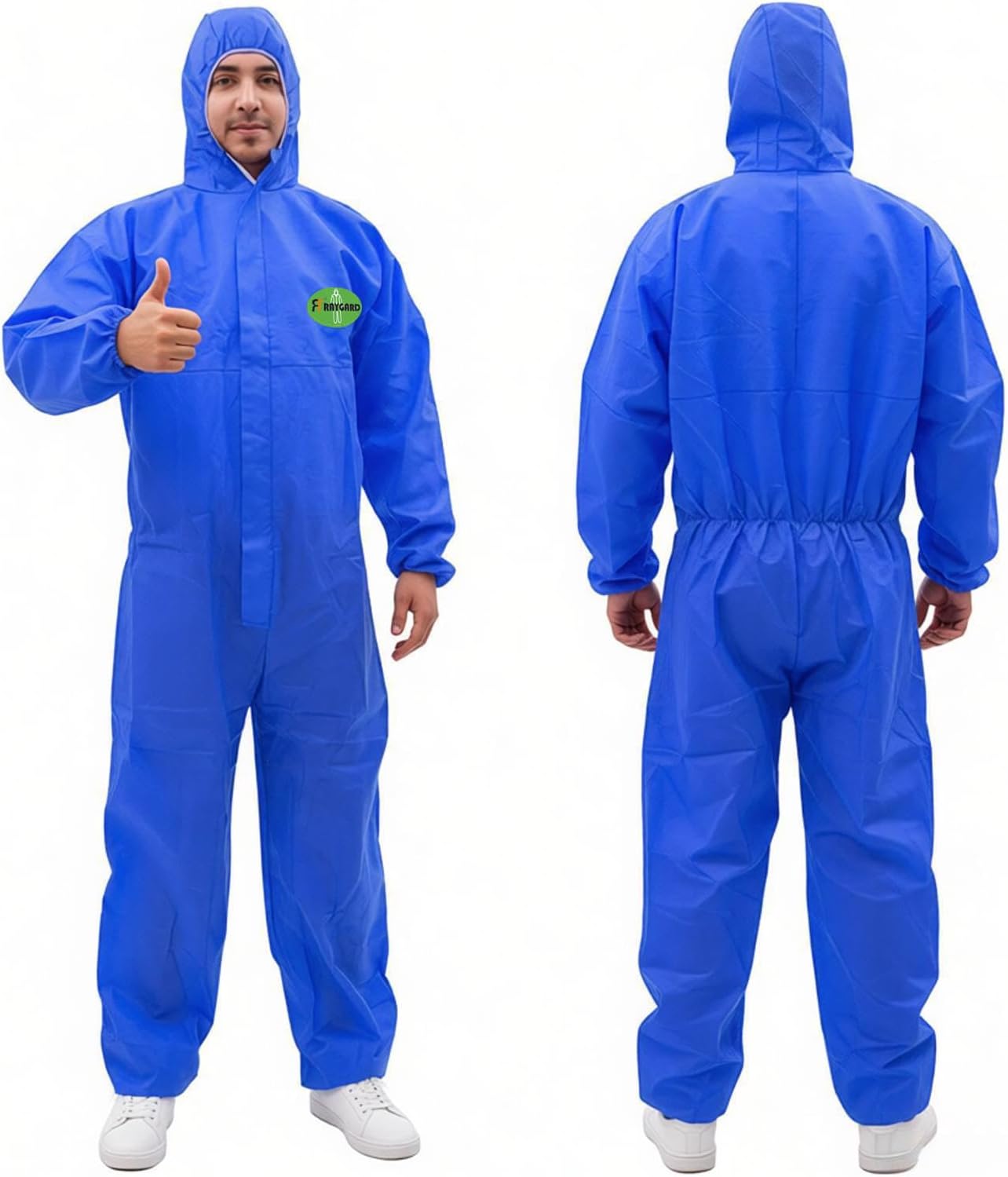 SMS Hazmat Suit by [Brand Name] - Full Body Protective Coverall with Hood & Elastic Wrists for Mechanics