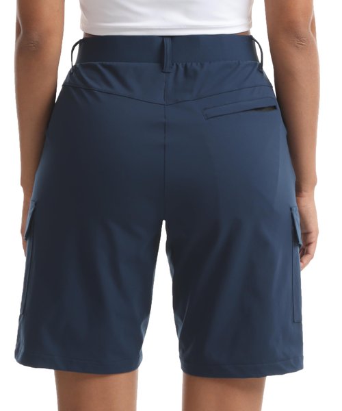 Kcutteyg Women's Lightweight Hiking Cargo Shorts with Pockets-8" Inseam Water Resistant Athletic Shorts for Golf Camping Casual (Navy Blue, Large)