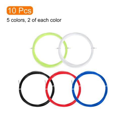 PATIKIL 10M Badminton Racket String, 10 Pack Durable Nylon Racquet Replacement Lines Thread Wire High Elastic for Badminton Training, 5 Colors