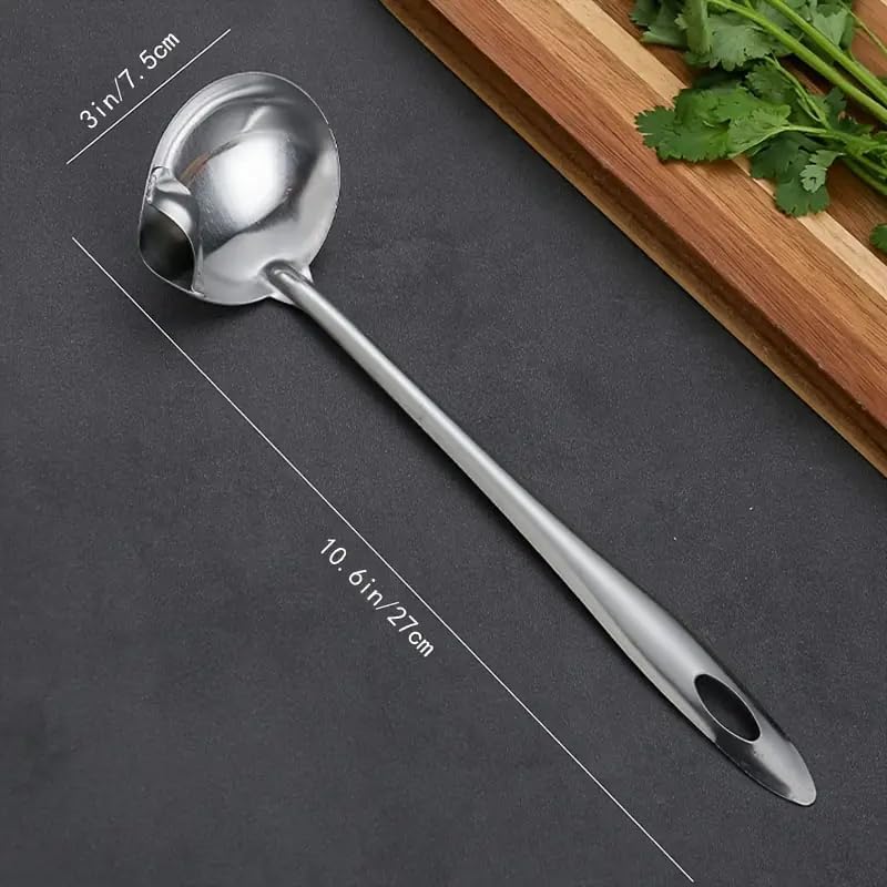 Skiennix Stainless Steel Oil Separator - Efficient Gravy & Fat Skimmer Spoon for Kitchen Use