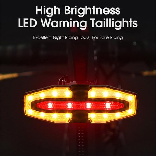 Bike Tail Light with Turn Signals Wireless Remote Control Waterproof Bicycle Rear Light Back USB Rechargeable Ultra Bright Safety Warning Cycling Taillight for Night Riding (Silver)