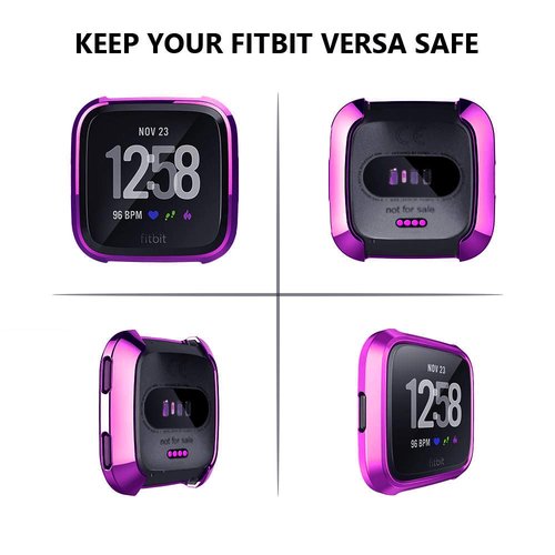 [8-Pack] Screen Protector Case Compatible with Fitbit Versa Cover,All-Around Soft TPU Plated Cover Ultra Slim Scratch-Proof Bumper Shell Accessories (8 Colors)