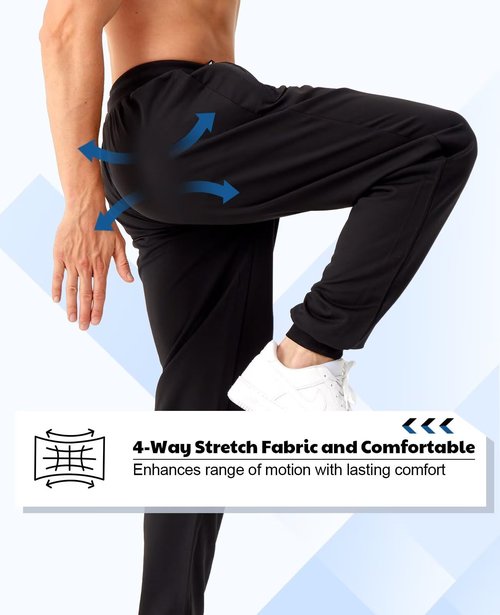 OZYJD Mens Sweatpants with Zipper Pockets 5 Pack Athletic Joggers for Men Warm Slim Fit Track Workout Running Sweat Pants