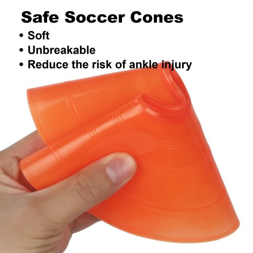 DUNCHATY 60-Pack Soccer Cones - Agility Flat Disc Cones with Carry Bag & Strap - Small Training Field Markers for Football Basketball Lacrosse - Indoor/Outdoor Sport Drills