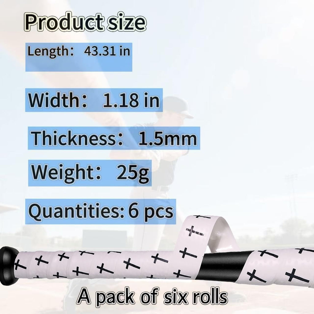 Skiennix Baseball Bat Grip Tape - Non-Slip, Precut Softball Wrap | 1.5mm, 2/4/6 Pcs Options