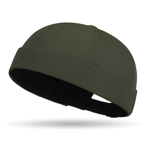 Quick Dry Brimless Hat for Men Women Ultra-Thin Breathable Rolled Cuff Docker Cap Harbour Beanie Hats Landlord Hat K338 Black