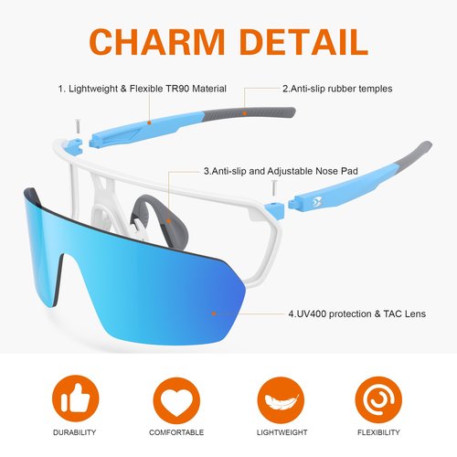 suoso Sports Cycling Sunglasses for Men: UV400 Protection Wrap Around Sun Glasses for Women Running Baseball Bike TR90