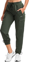 BVVU Women's Hiking Pants - Lightweight Quick-Dry Waterproof Cargo Joggers with Zipper Pockets