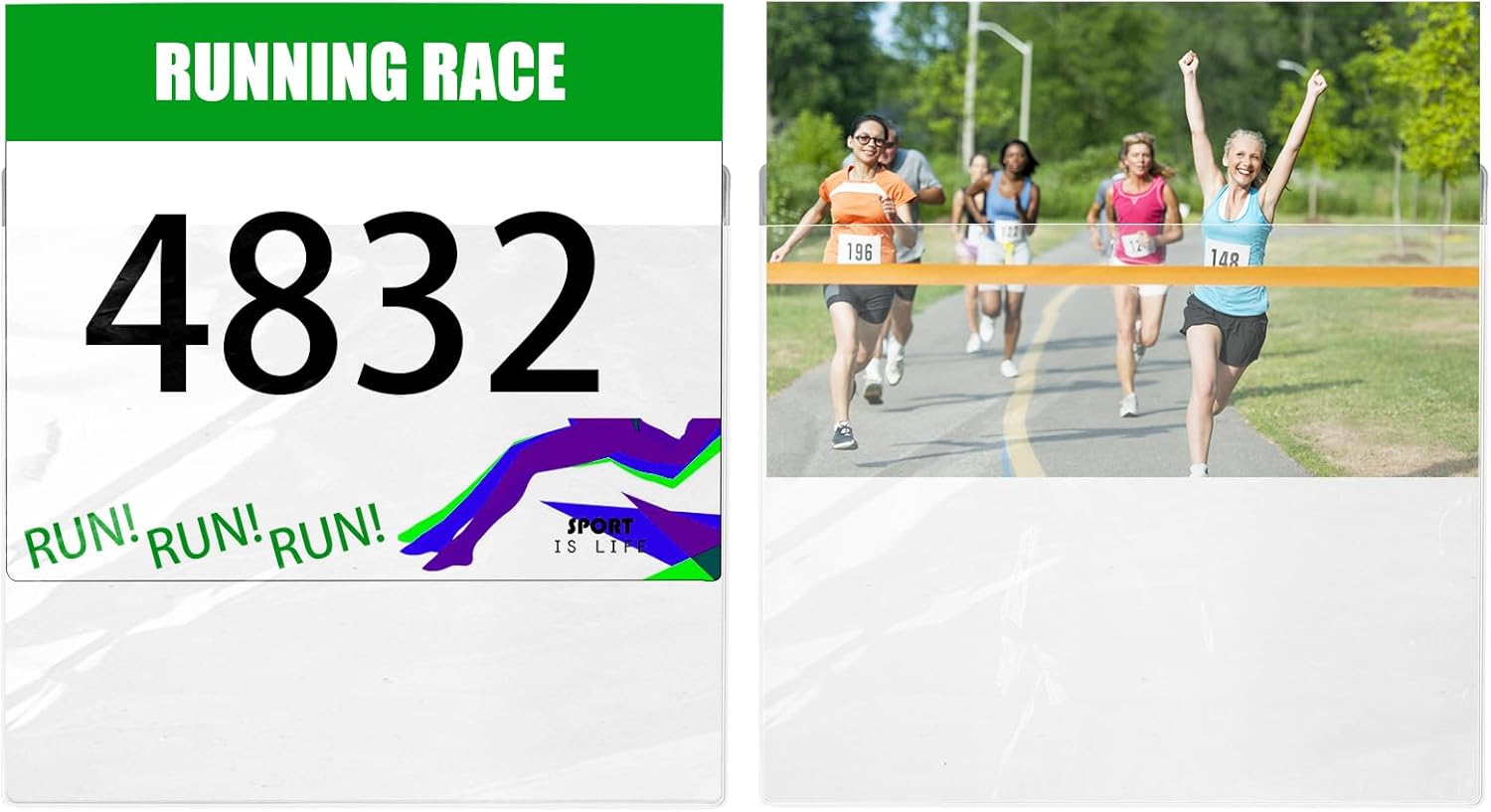 Yarlung Race Bib Holder Sleeves - 50 Pack Clear Vinyl Protectors for Runners & Athletes